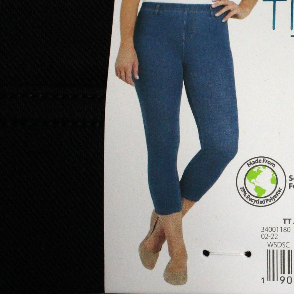 Time and Tru Black Mid Rise Fitted Stretch Capri Jeggings for Women Size XS 0-2 - Picture 8 of 10